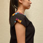 Embroidered Mexican Blouse | Black - Alebrije Huichol Mexican Folk art magiamexica.com