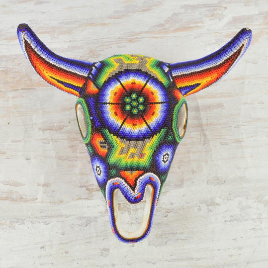 Huichol Art Beaded Animals Bull Head - Magia Mexica 