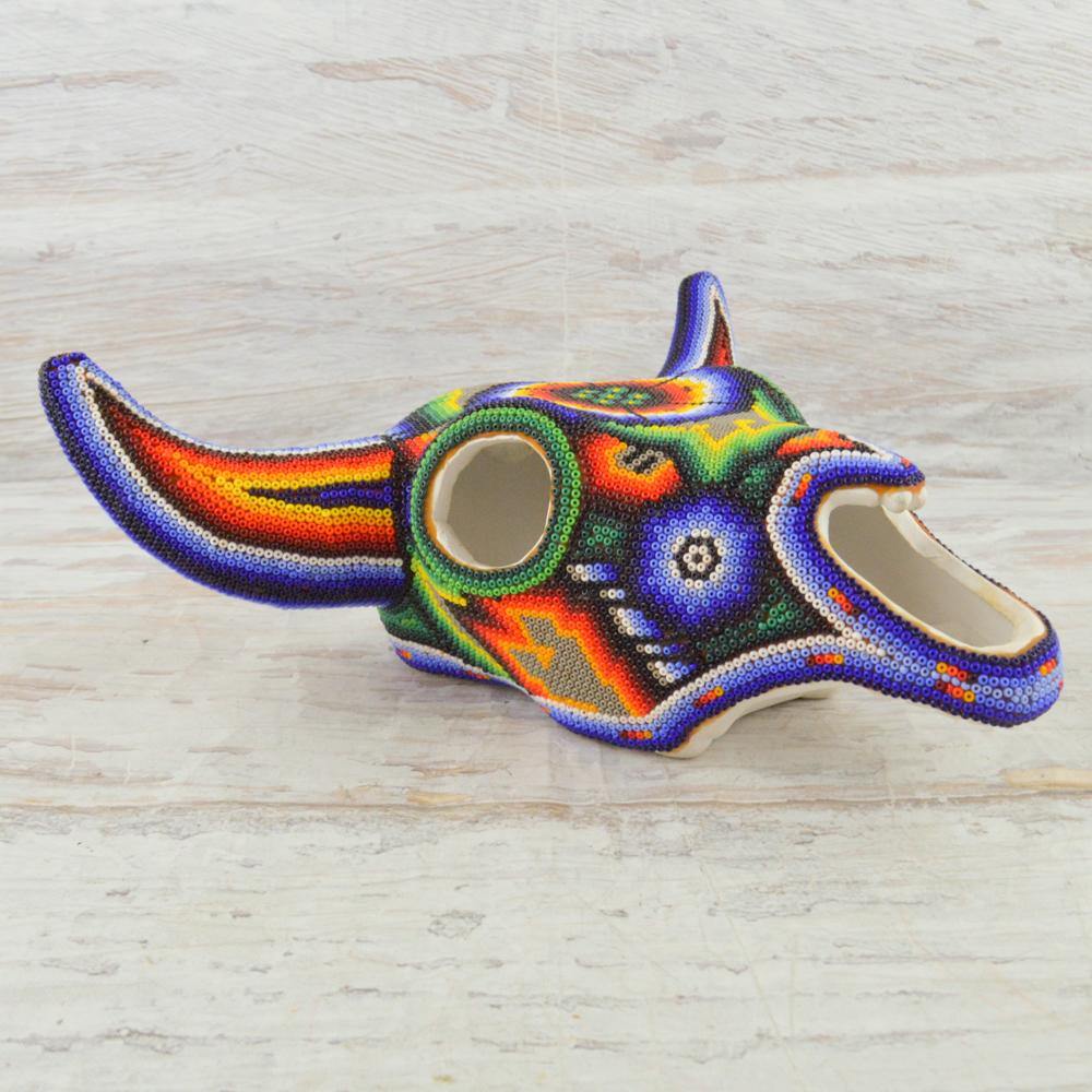 Huichol Art Beaded Animals Bull Head - Magia Mexica 
