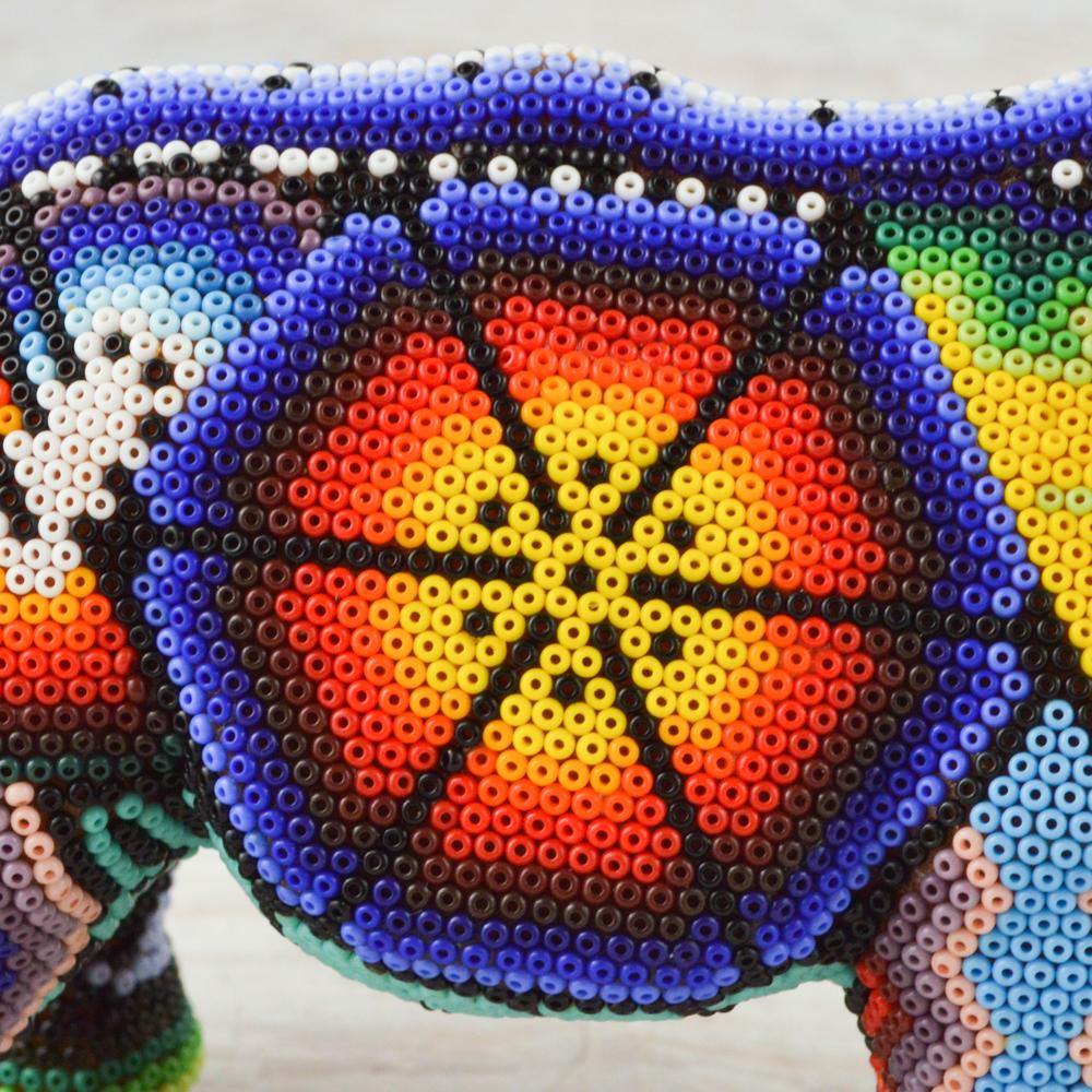 Huichol Art Beaded Animals Rhino - Magia Mexica 