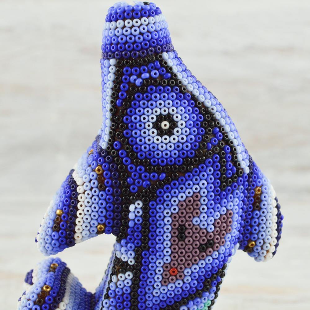 Huichol Art Beaded Animals Dolphin - Magia Mexica 