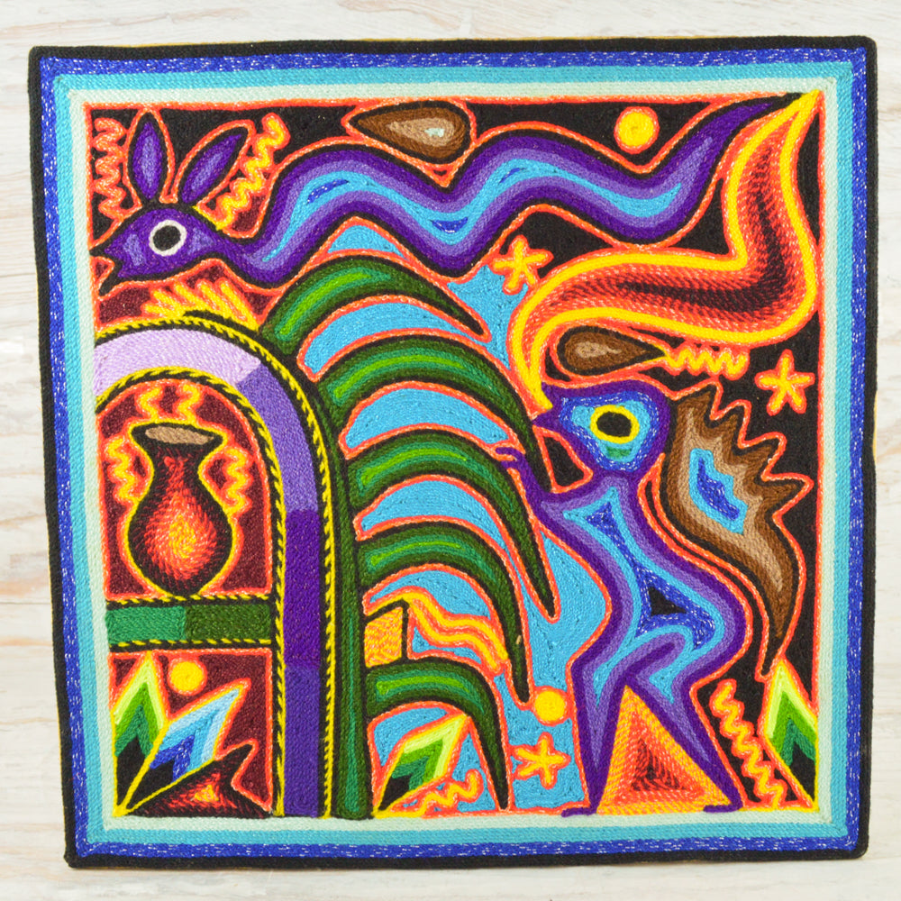 Yarn Painting Huichol Art 12" - Alebrije Huichol Mexican Folk art magiamexica.com