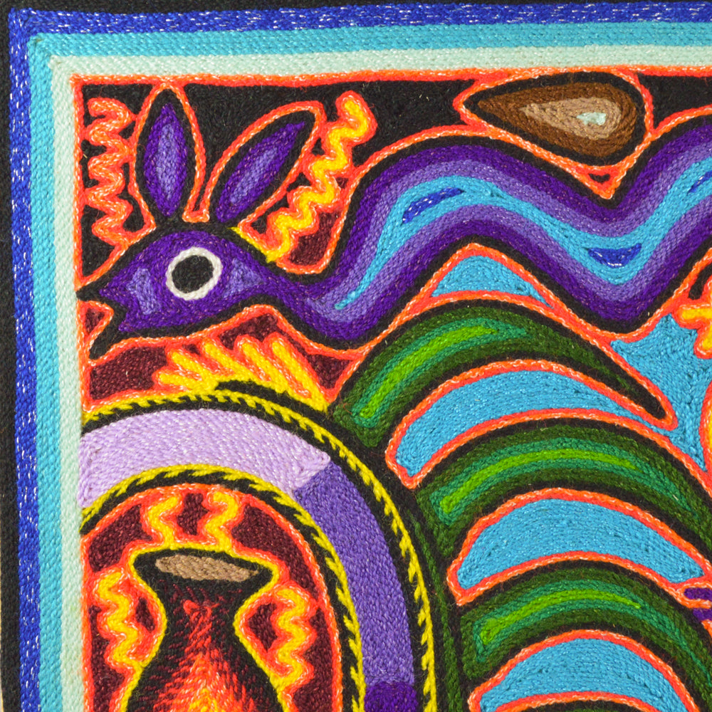 Yarn Painting Huichol Art 12" - Alebrije Huichol Mexican Folk art magiamexica.com