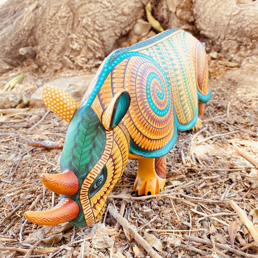Rhino Alebrije Oaxacan Wood Carving - magiamexica.com