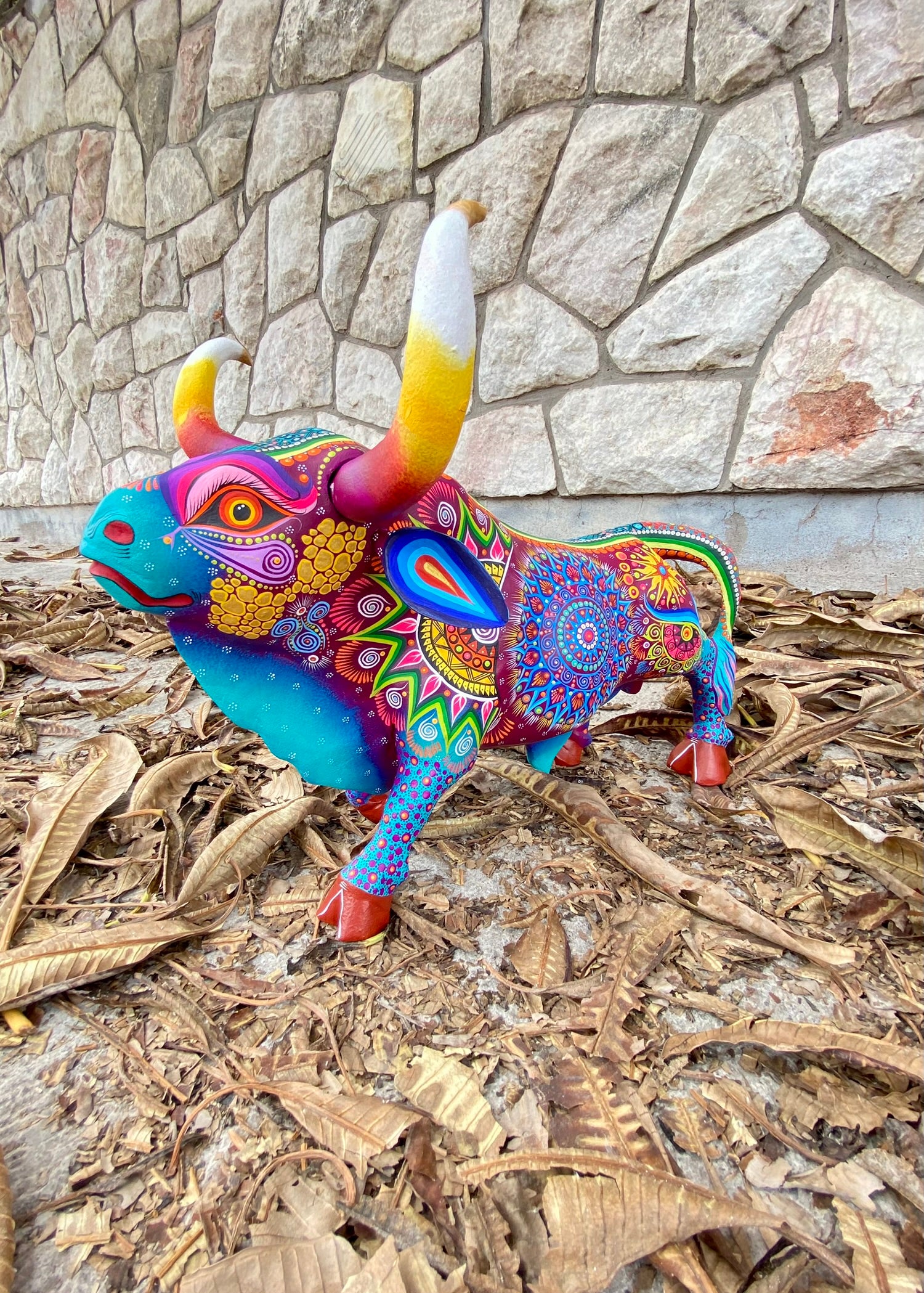 Bull Alebrije Oaxacan Wood Carving - magiamexica.com