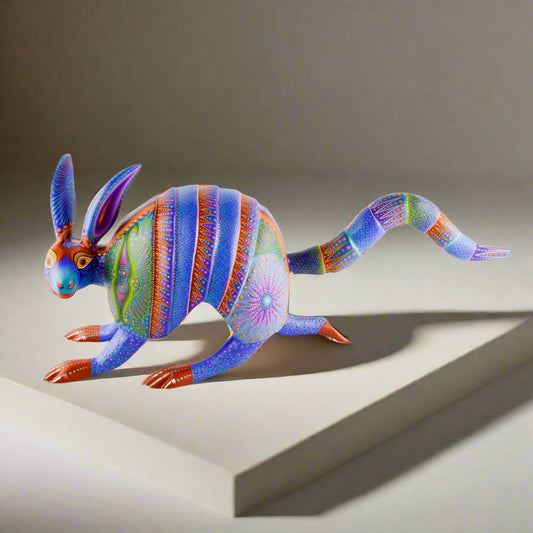 Armadillo Alebrije Oaxacan Wood Carving - Alebrije Huichol Mexican Folk art magiamexica.com