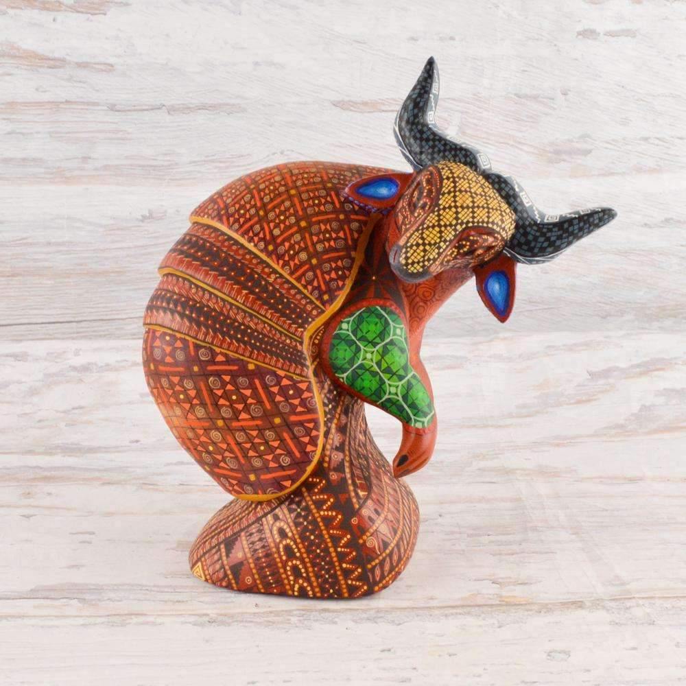 Armadillo Bull Alebrije Oaxacan Wood Carving - Alebrije Huichol Mexican Folk art magiamexica.com