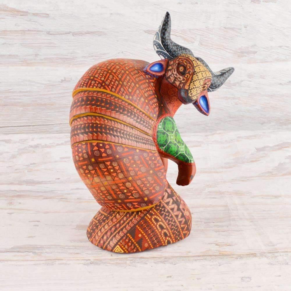 Armadillo Bull Alebrije Oaxacan Wood Carving - Alebrije Huichol Mexican Folk art magiamexica.com