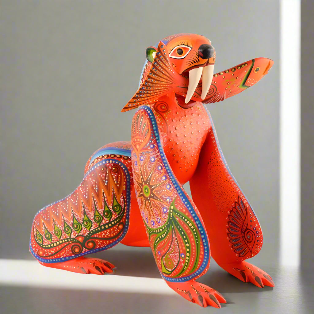 Bear Alebrije Oaxacan Wood Carving - Alebrije Huichol Mexican Folk art magiamexica.com
