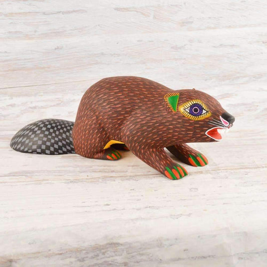 Beaver Alebrije Oaxacan Wood Carving - Alebrije Huichol Mexican Folk art magiamexica.com