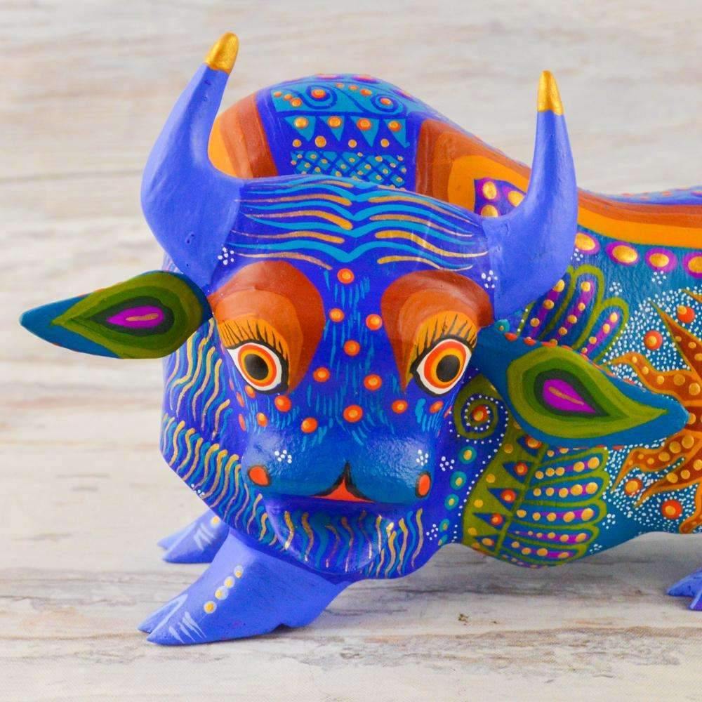 Bison Alebrije Oaxacan Wood Carving - Alebrije Huichol Mexican Folk art magiamexica.com
