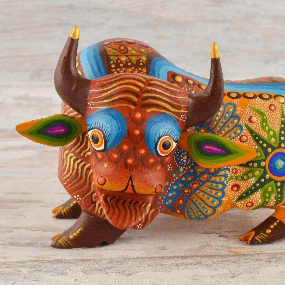 Bison Alebrije Oaxacan Wood Carving - Alebrije Huichol Mexican Folk art magiamexica.com