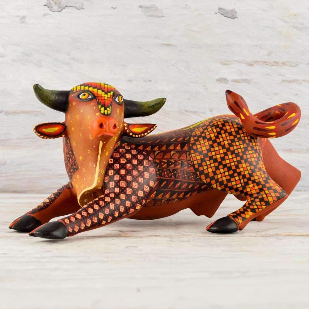 Bull Alebrije Oaxacan Wood Carving - Alebrije Huichol Mexican Folk art magiamexica.com