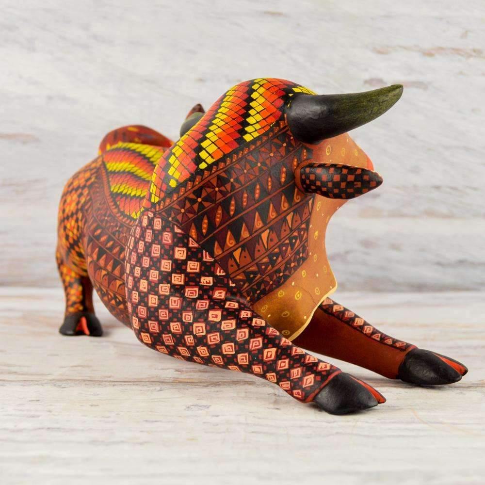 Bull Alebrije Oaxacan Wood Carving - Alebrije Huichol Mexican Folk art magiamexica.com
