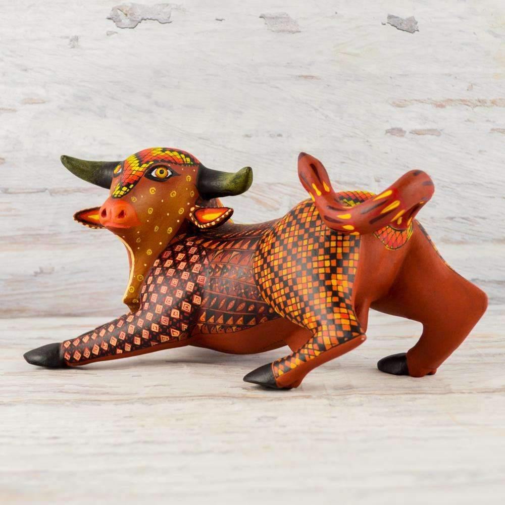 Bull Alebrije Oaxacan Wood Carving - Alebrije Huichol Mexican Folk art magiamexica.com