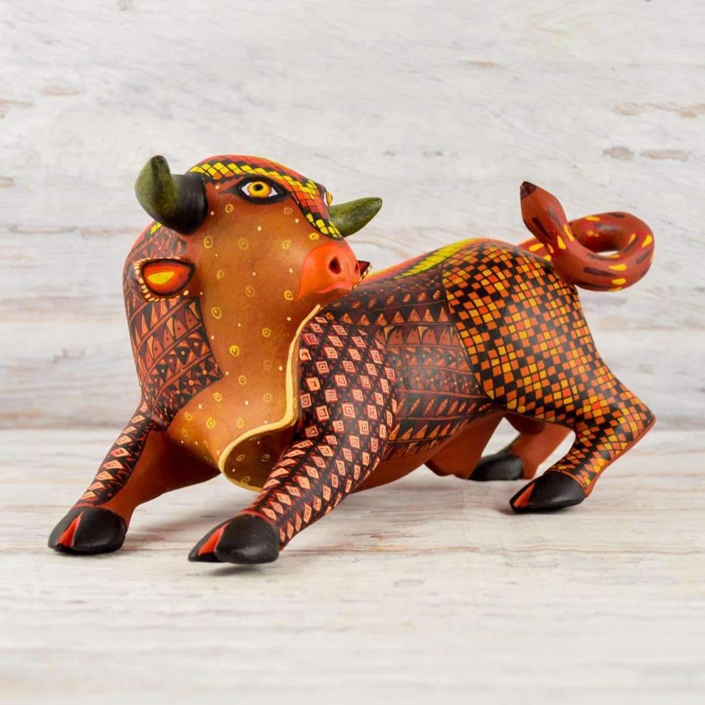 Bull Alebrije Oaxacan Wood Carving - Alebrije Huichol Mexican Folk art magiamexica.com