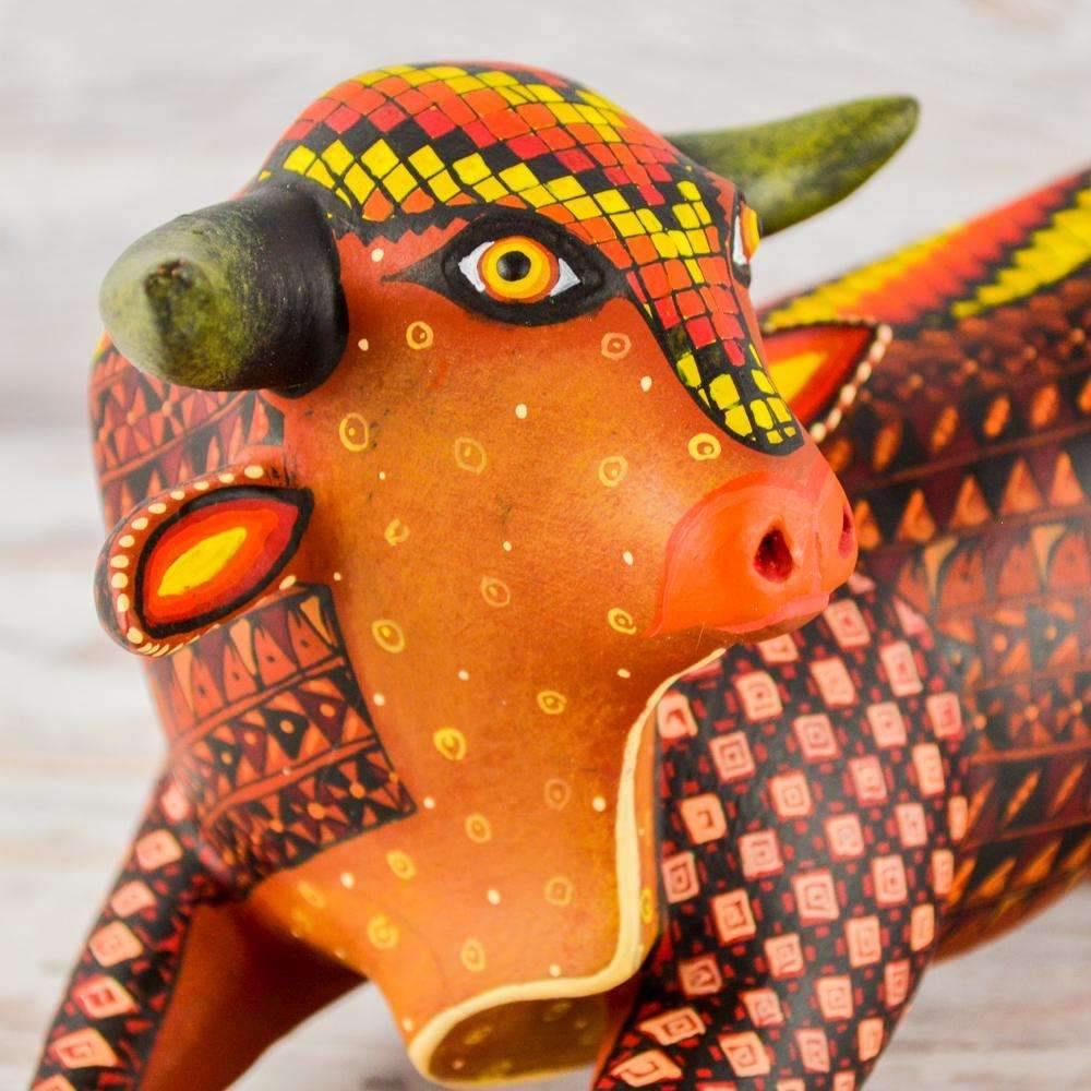 Bull Alebrije Oaxacan Wood Carving - Alebrije Huichol Mexican Folk art magiamexica.com