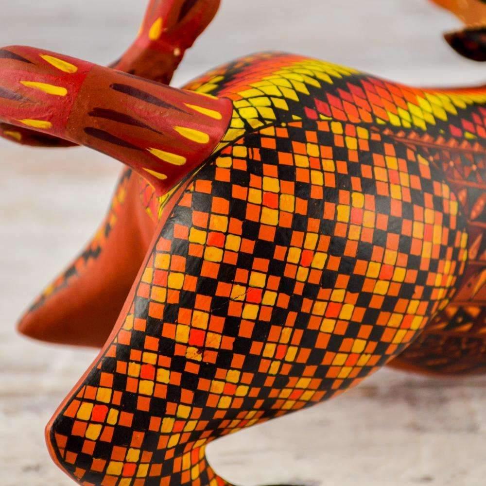 Bull Alebrije Oaxacan Wood Carving - Alebrije Huichol Mexican Folk art magiamexica.com