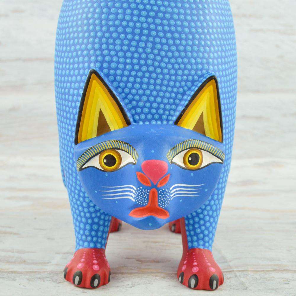 Cat Alebrije Oaxacan Wood Carving - Alebrije Huichol Mexican Folk art magiamexica.com