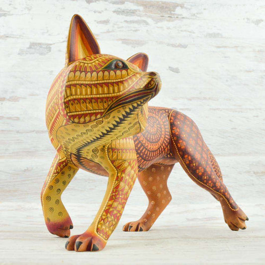 Coyote #103 Alebrije Oaxacan Wood Carving - Alebrije Huichol Mexican Folk art magiamexica.com