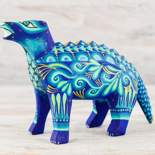Dinosaur Alebrije Oaxacan Wood Carving - Alebrije Huichol Mexican Folk art magiamexica.com