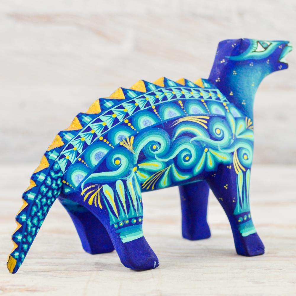 Dinosaur Alebrije Oaxacan Wood Carving - Alebrije Huichol Mexican Folk art magiamexica.com