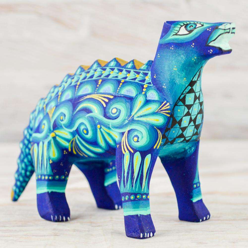 Dinosaur Alebrije Oaxacan Wood Carving - Alebrije Huichol Mexican Folk art magiamexica.com