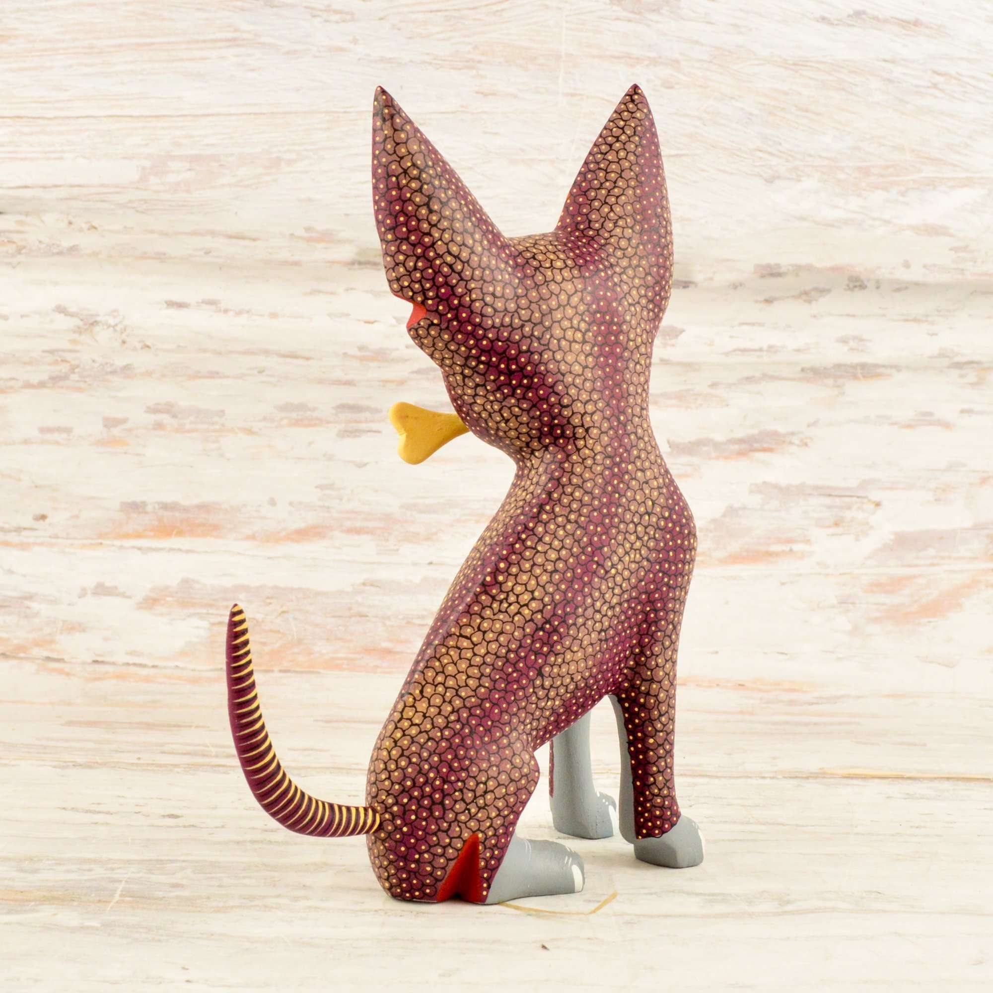 Chihuahua Dog Alebrije Oaxacan Wood Carving - Alebrije Huichol Mexican Folk art magiamexica.com