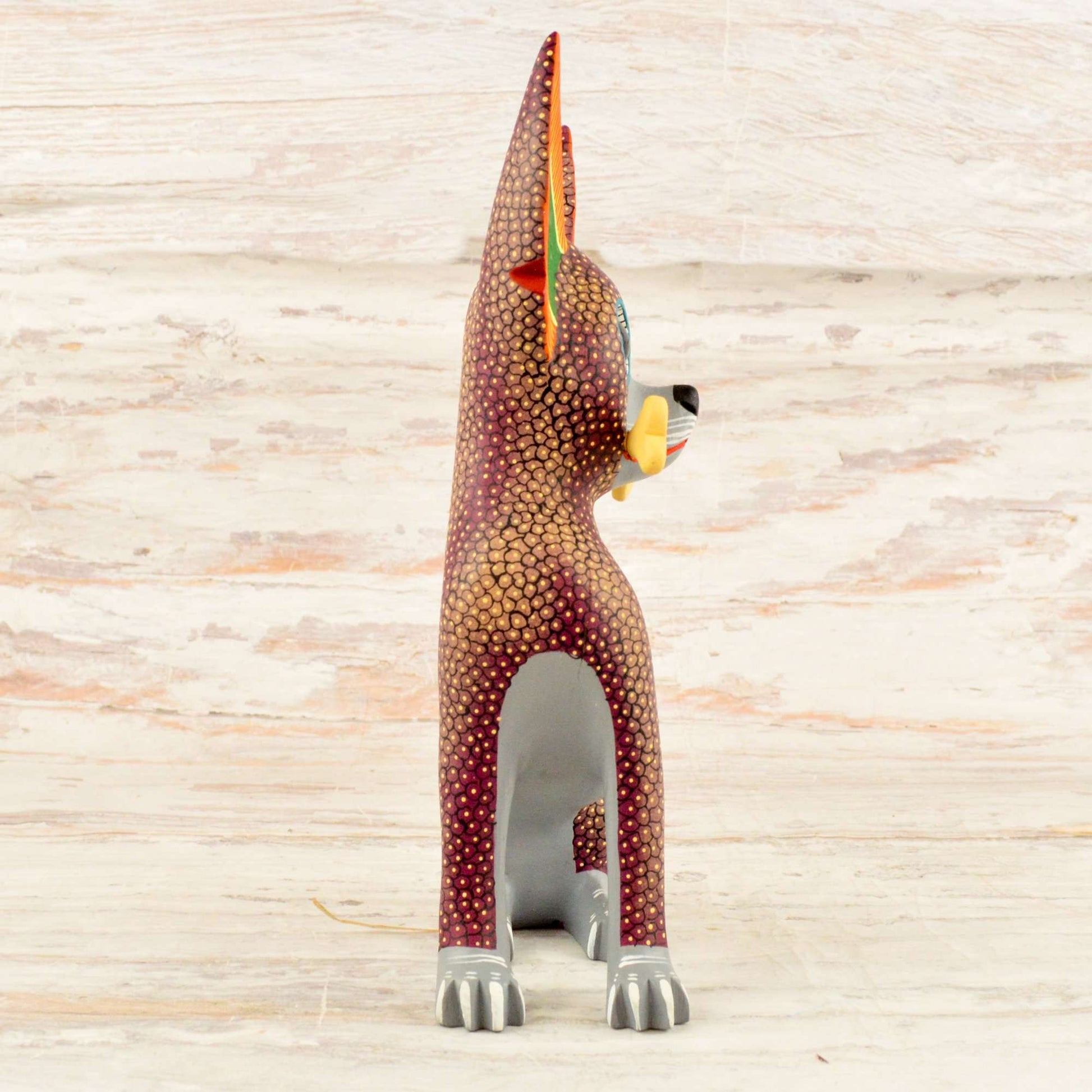 Chihuahua Dog Alebrije Oaxacan Wood Carving - Alebrije Huichol Mexican Folk art magiamexica.com