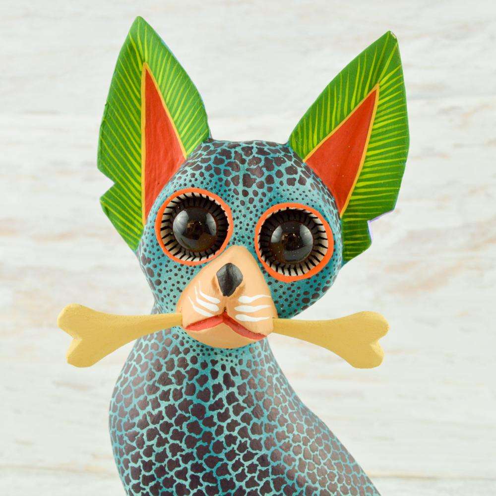 Chihuahua Dog Alebrije Oaxacan Wood Carving - Alebrije Huichol Mexican Folk art magiamexica.com