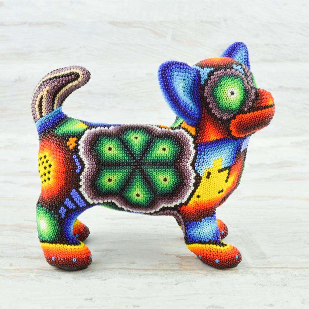 Dog Huichol Art - Alebrije Huichol Mexican Folk art magiamexica.com