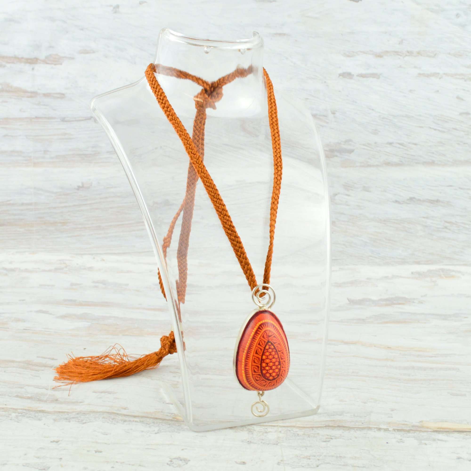 Drop Necklace Alebrije Wood Carving & Silver - Alebrije Huichol Mexican Folk art magiamexica.com