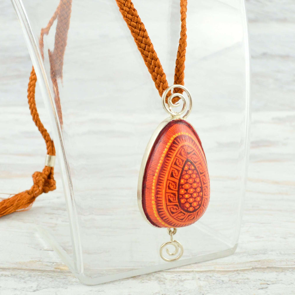 Drop Necklace Alebrije Wood Carving & Silver - Alebrije Huichol Mexican Folk art magiamexica.com
