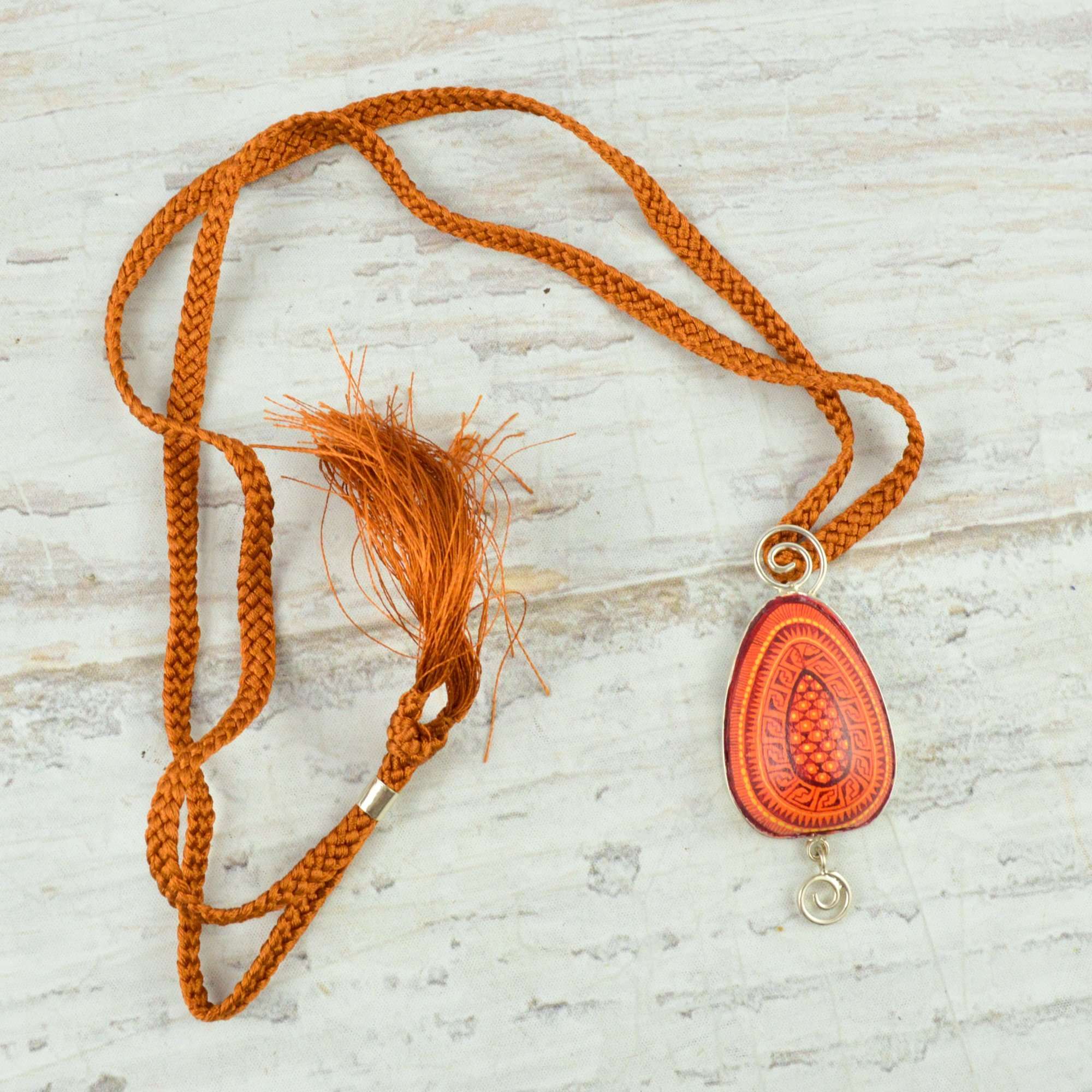 Drop Necklace Alebrije Wood Carving & Silver - Alebrije Huichol Mexican Folk art magiamexica.com