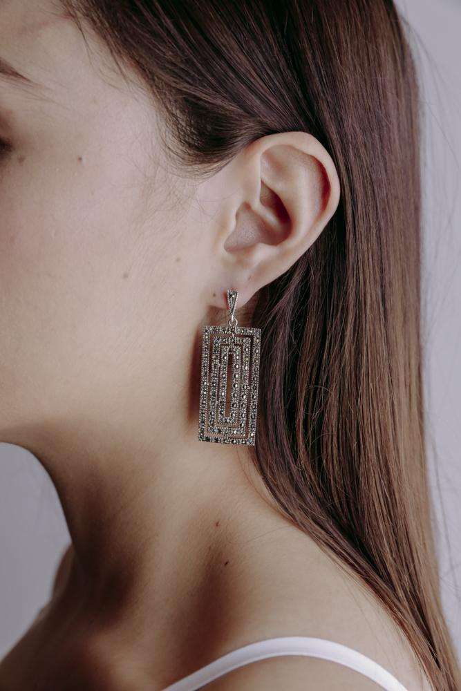 Earrings Rectangles - Alebrije Huichol Mexican Folk art magiamexica.com