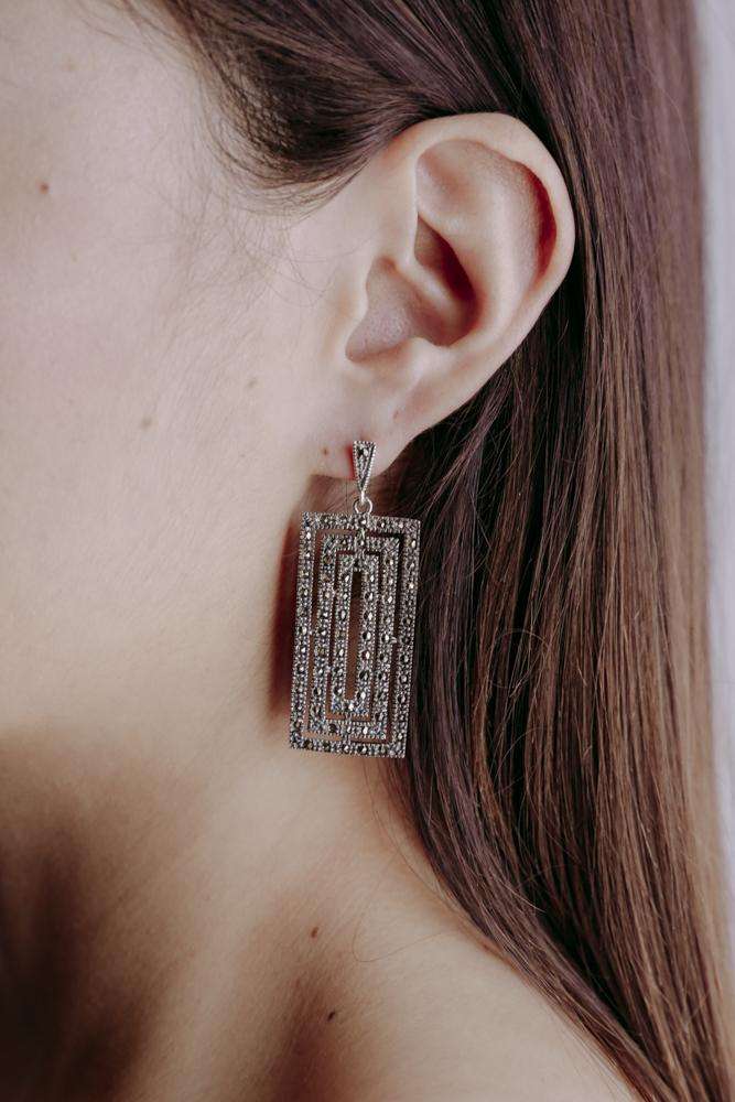 Earrings Rectangles - Alebrije Huichol Mexican Folk art magiamexica.com