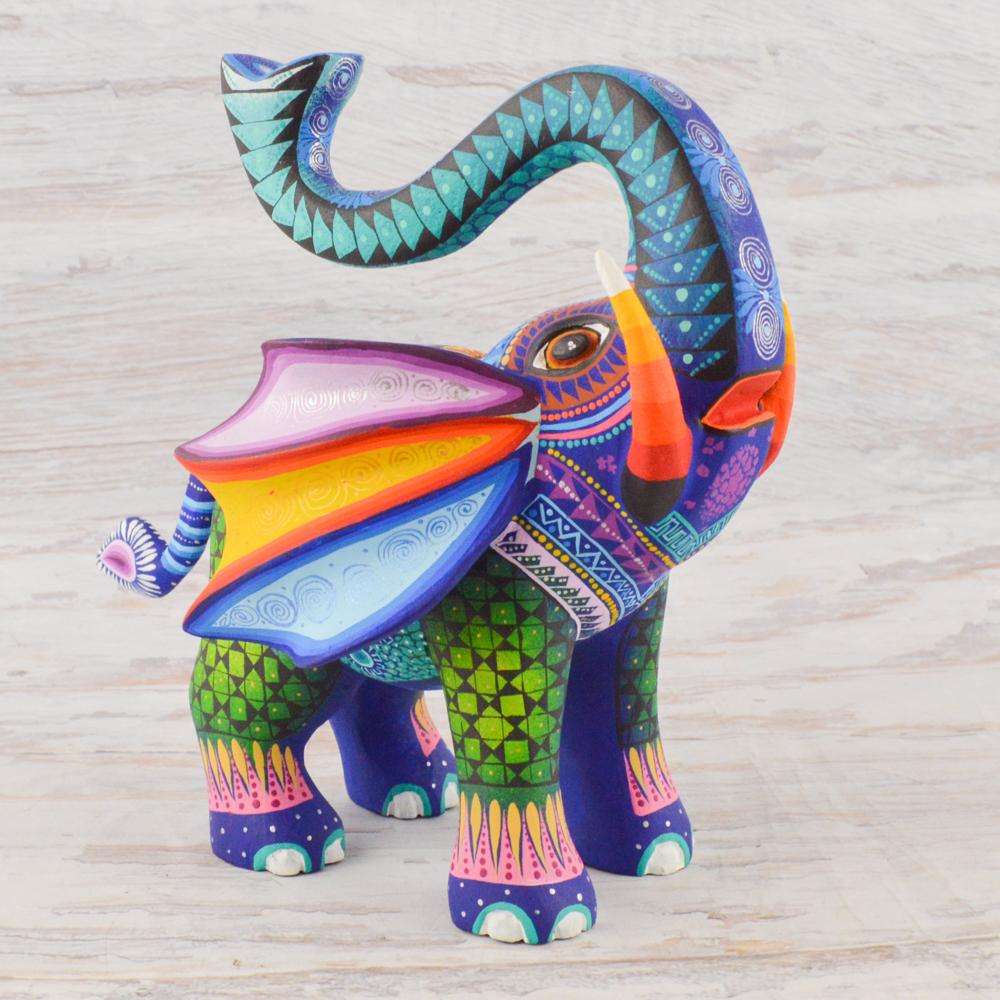 Elephant Alebrije Oaxacan Wood Carving - Alebrije Huichol Mexican Folk art magiamexica.com