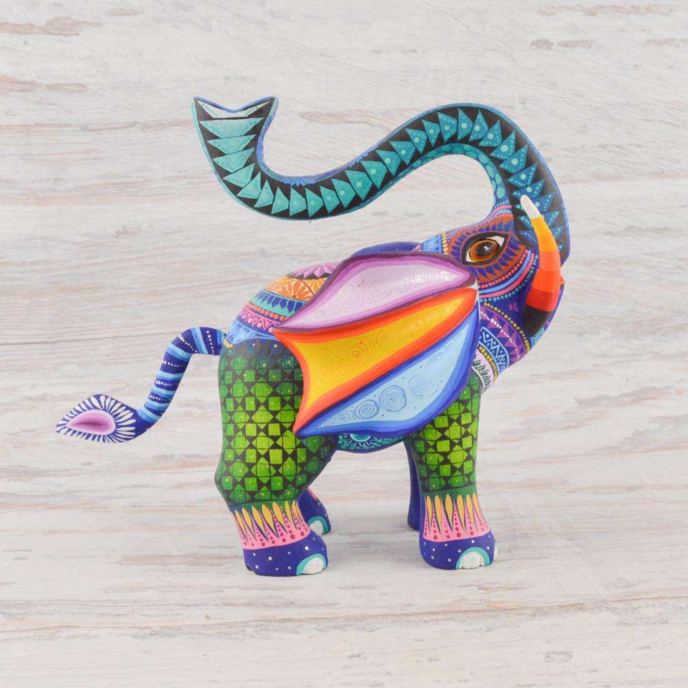 Elephant Alebrije Oaxacan Wood Carving - Alebrije Huichol Mexican Folk art magiamexica.com