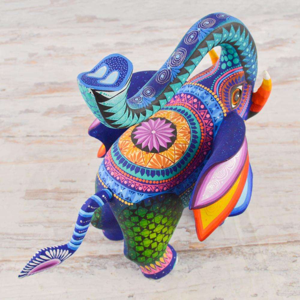 Elephant Alebrije Oaxacan Wood Carving - Alebrije Huichol Mexican Folk art magiamexica.com