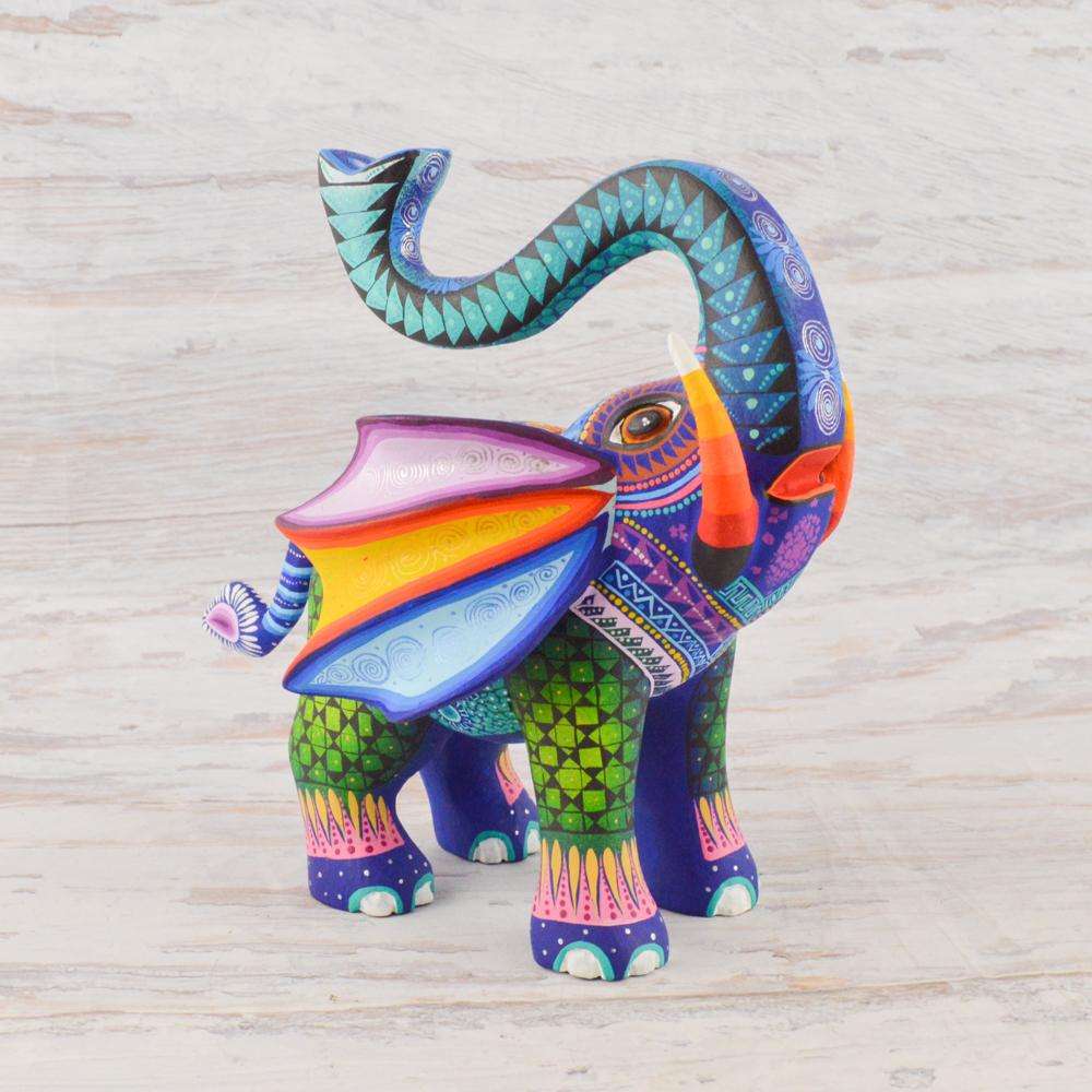 Elephant Alebrije Oaxacan Wood Carving - Alebrije Huichol Mexican Folk art magiamexica.com