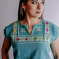 Embroidered Mexican Blouse | Ethnic - Alebrije Huichol Mexican Folk art magiamexica.com