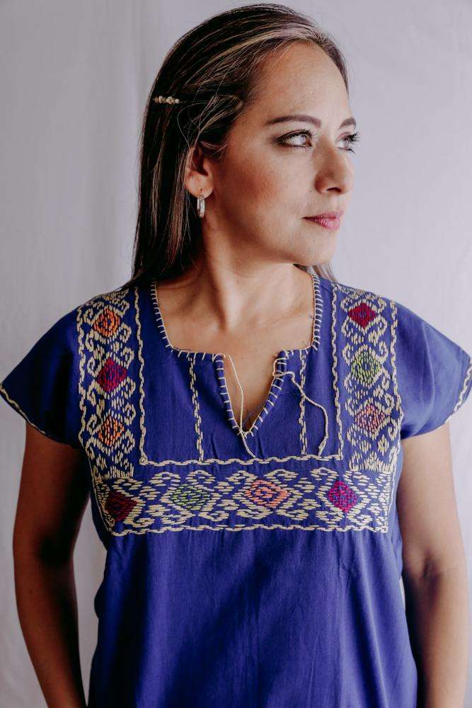 Embroidered Mexican Blouse | Ethnic - Alebrije Huichol Mexican Folk art magiamexica.com