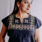Embroidered Mexican Blouse | Ethnic - Alebrije Huichol Mexican Folk art magiamexica.com