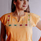 Embroidered Mexican Blouse | Ethnic - Alebrije Huichol Mexican Folk art magiamexica.com