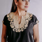 Embroidered Mexican Blouse | Flowers - Alebrije Huichol Mexican Folk art magiamexica.com