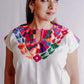 Embroidered Mexican Blouse | Flowers - Alebrije Huichol Mexican Folk art magiamexica.com
