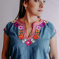 Embroidered Mexican Blouse | Flowers - Alebrije Huichol Mexican Folk art magiamexica.com