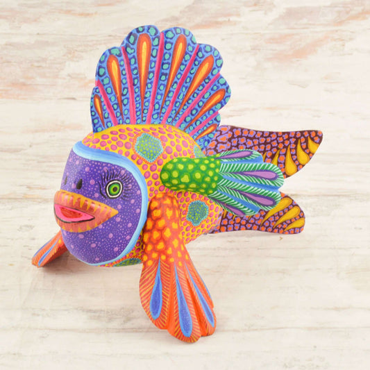 Fish Alebrije Oaxacan Wood Carving - Alebrije Huichol Mexican Folk art magiamexica.com