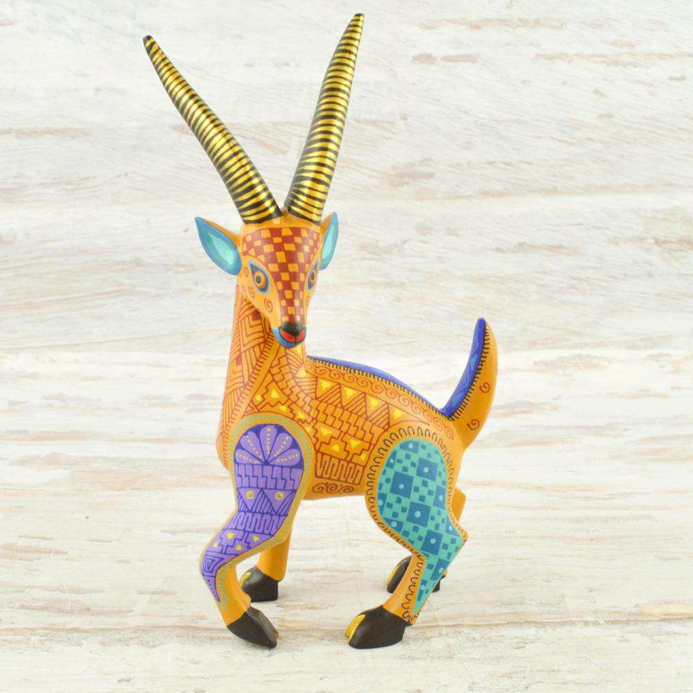 Gazelle Alebrije Oaxacan Wood Carving - Alebrije Huichol Mexican Folk art magiamexica.com