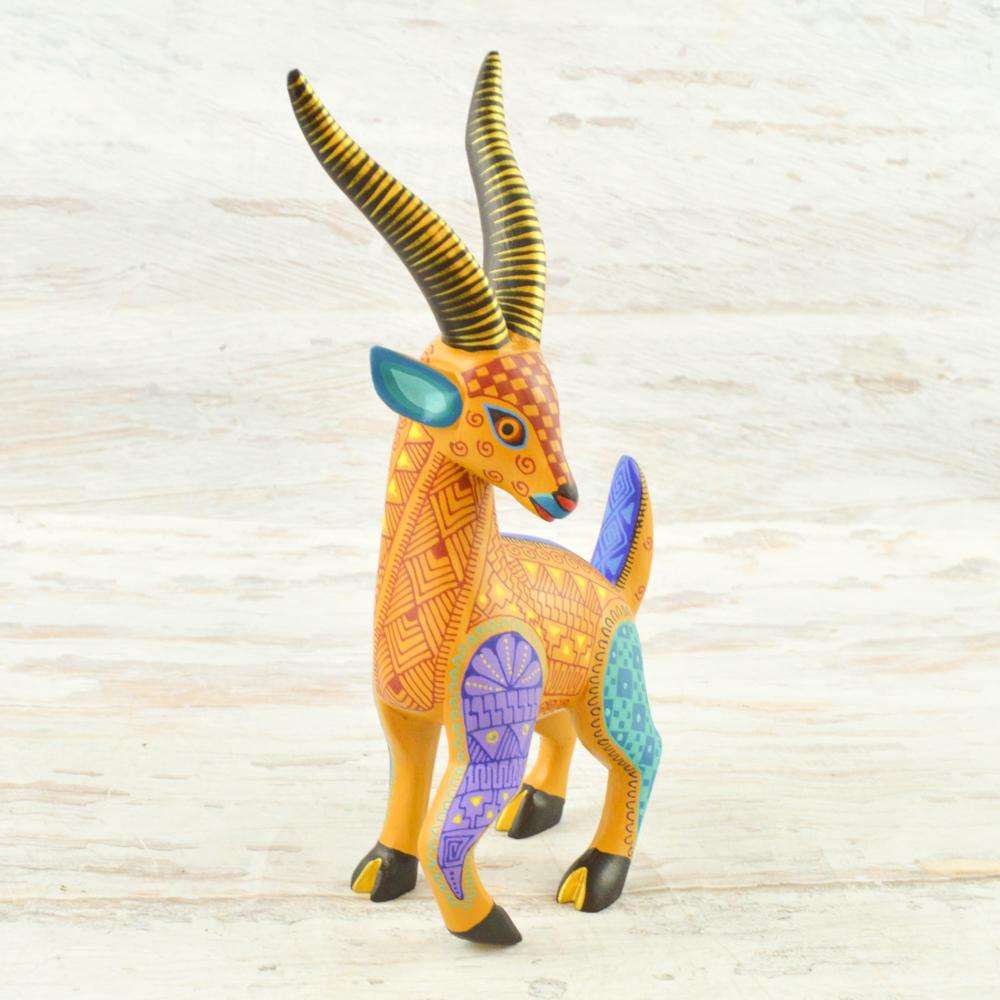 Gazelle Alebrije Oaxacan Wood Carving - Alebrije Huichol Mexican Folk art magiamexica.com